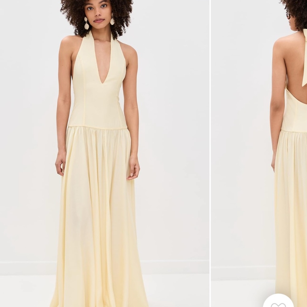 Yellow Backless Halter Sundress for Weddings
